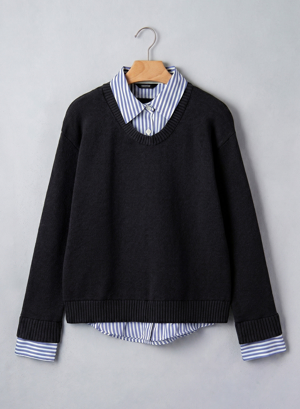 Dokotoo Sweaters for Women Long Sleeve Striped 2 in 1 V Neck Polo Pullover Sweater