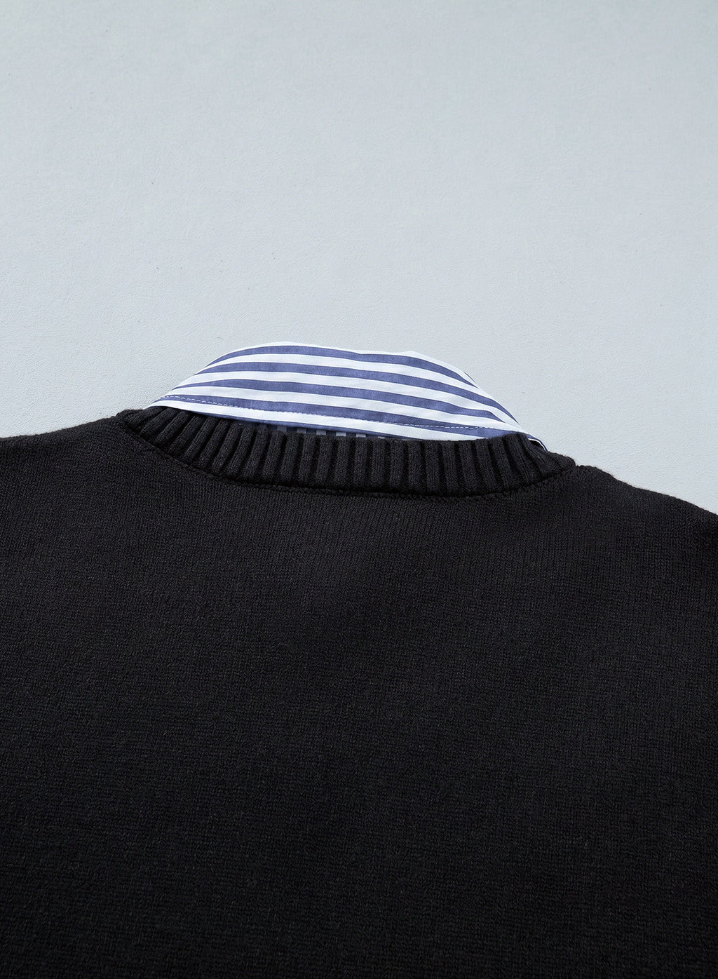 Dokotoo Sweaters for Women Long Sleeve Striped 2 in 1 V Neck Polo Pullover Sweater