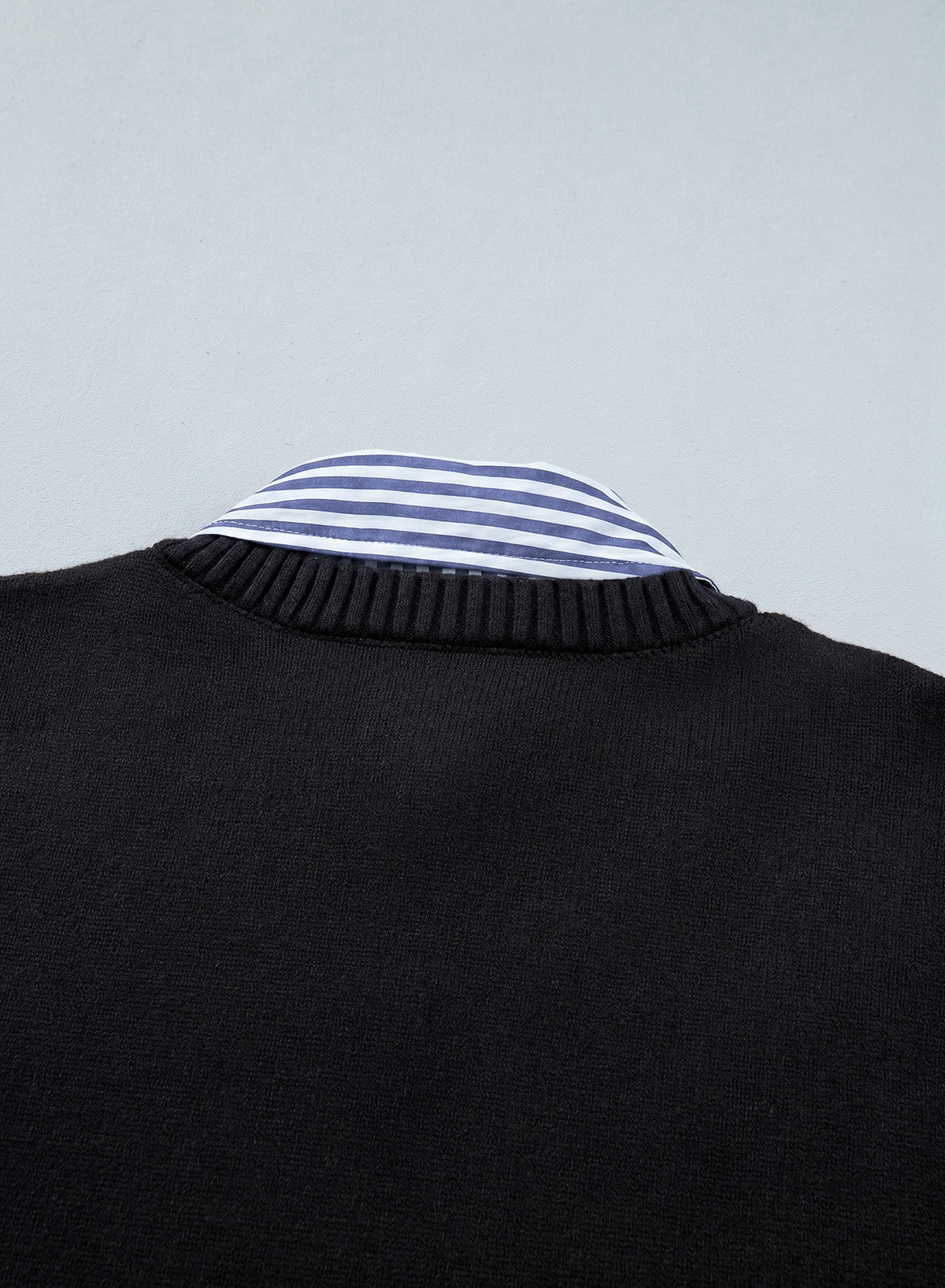 Dokotoo Sweaters for Women Long Sleeve Striped 2 in 1 V Neck Polo Pullover Sweater