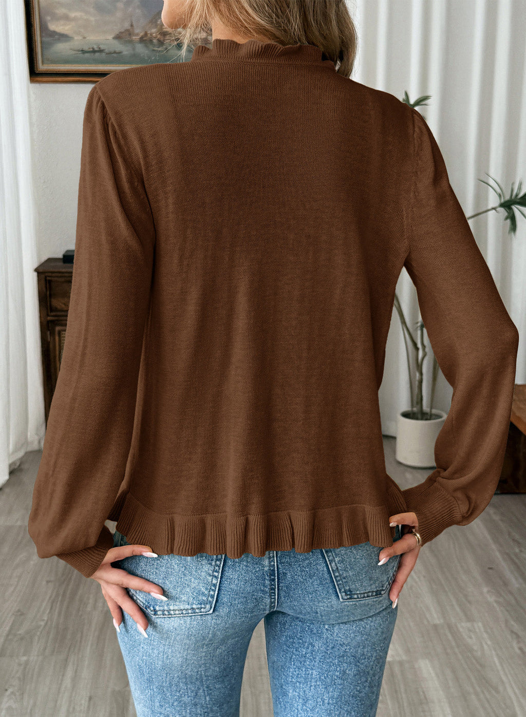 Solid color cardigan sweater