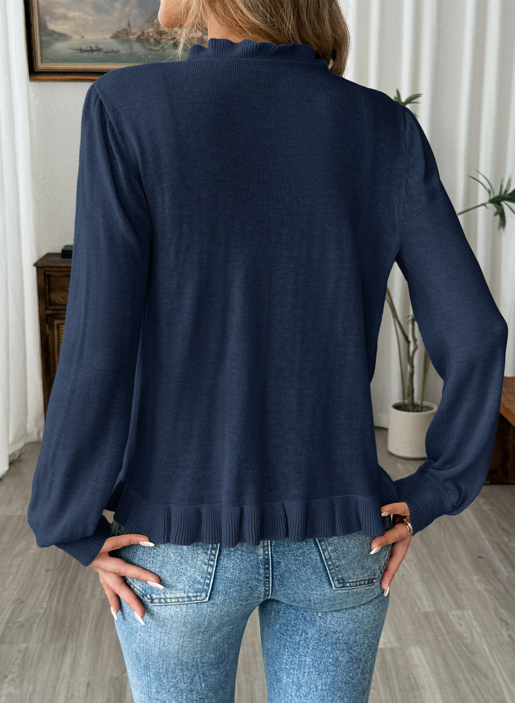 Solid color cardigan sweater