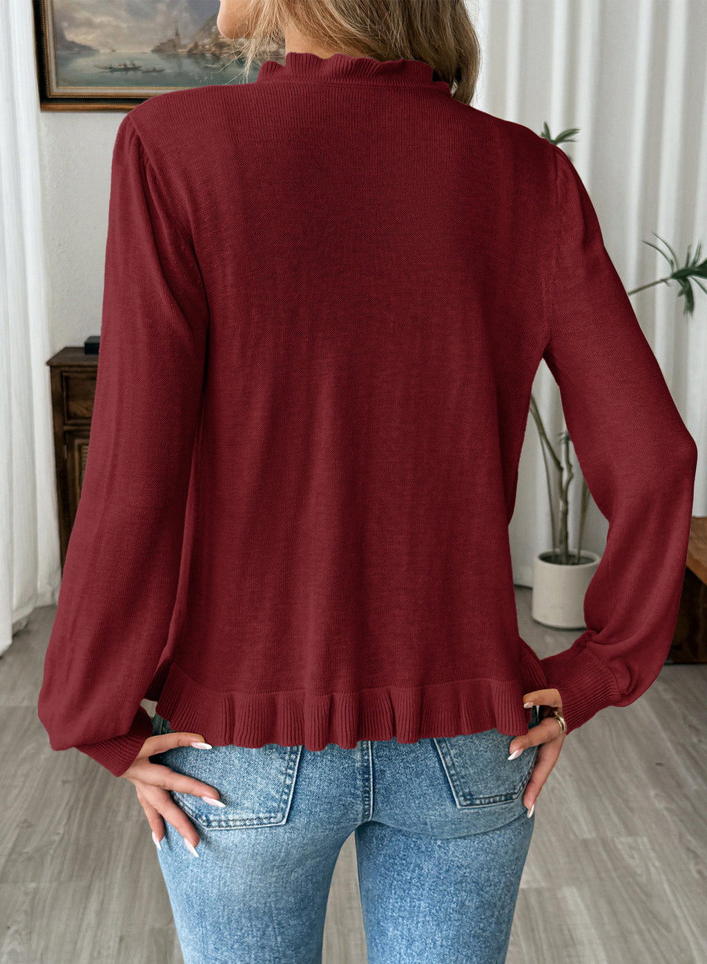 Solid color cardigan sweater