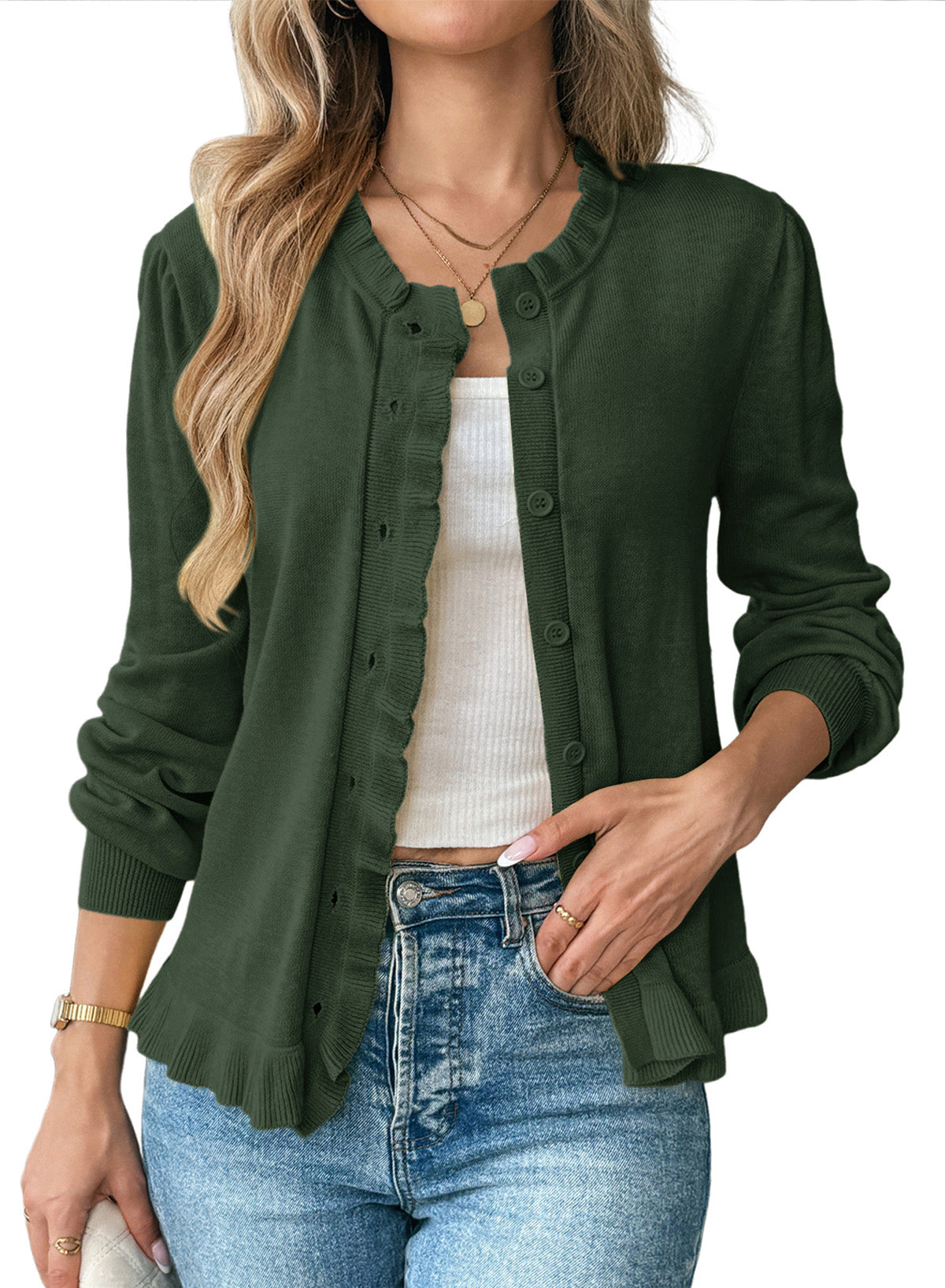 Solid color cardigan sweater