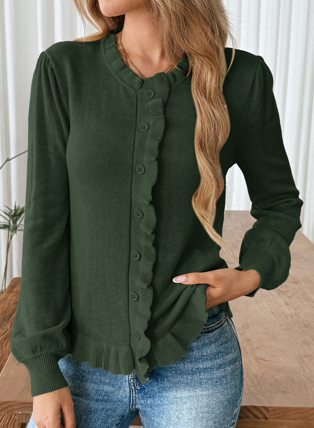 Solid color cardigan sweater