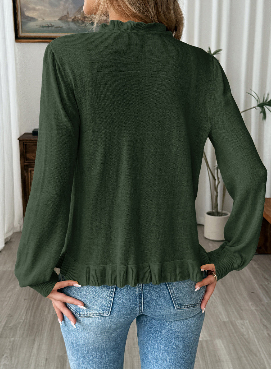 Solid color cardigan sweater
