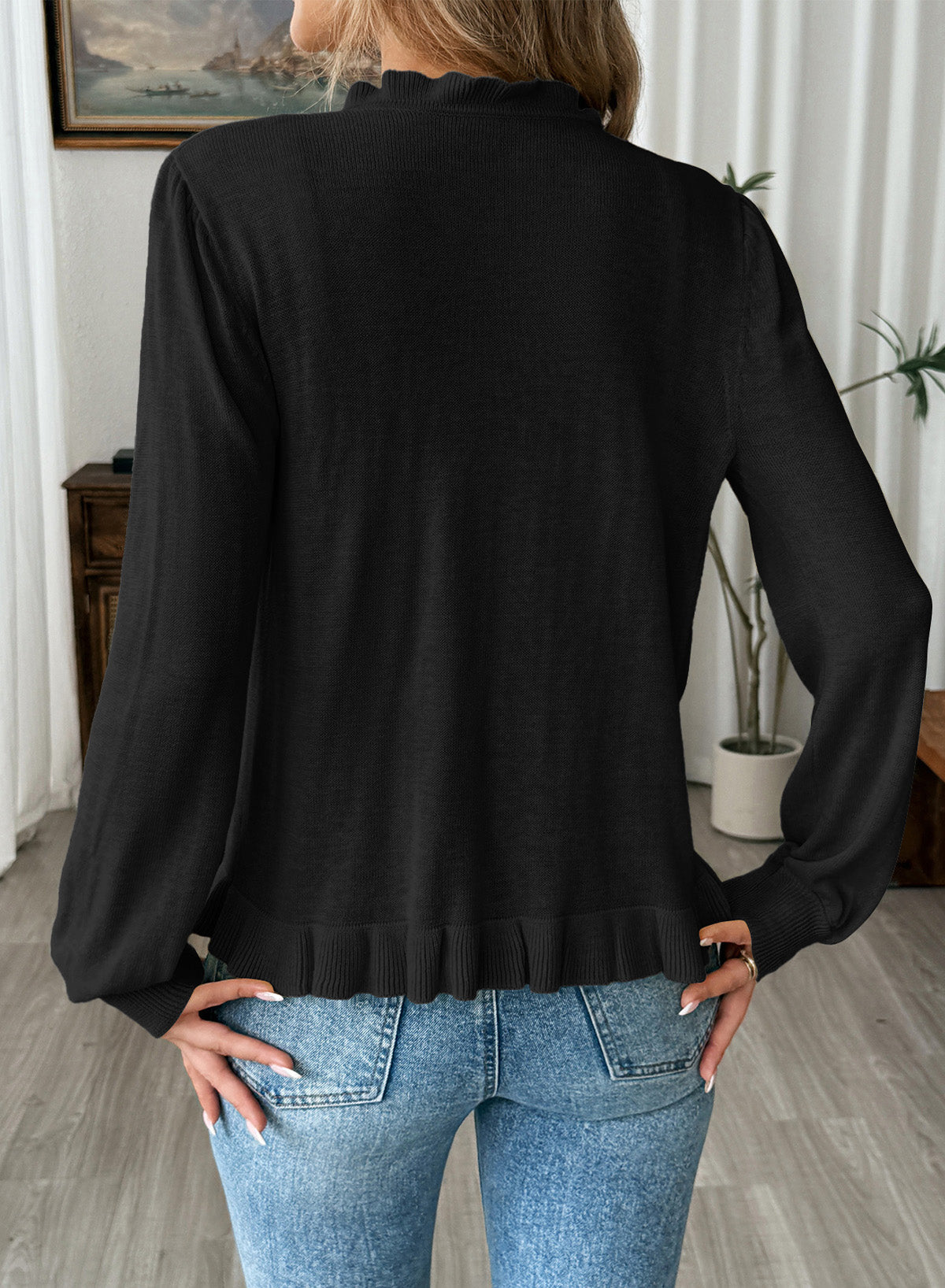Solid color cardigan sweater