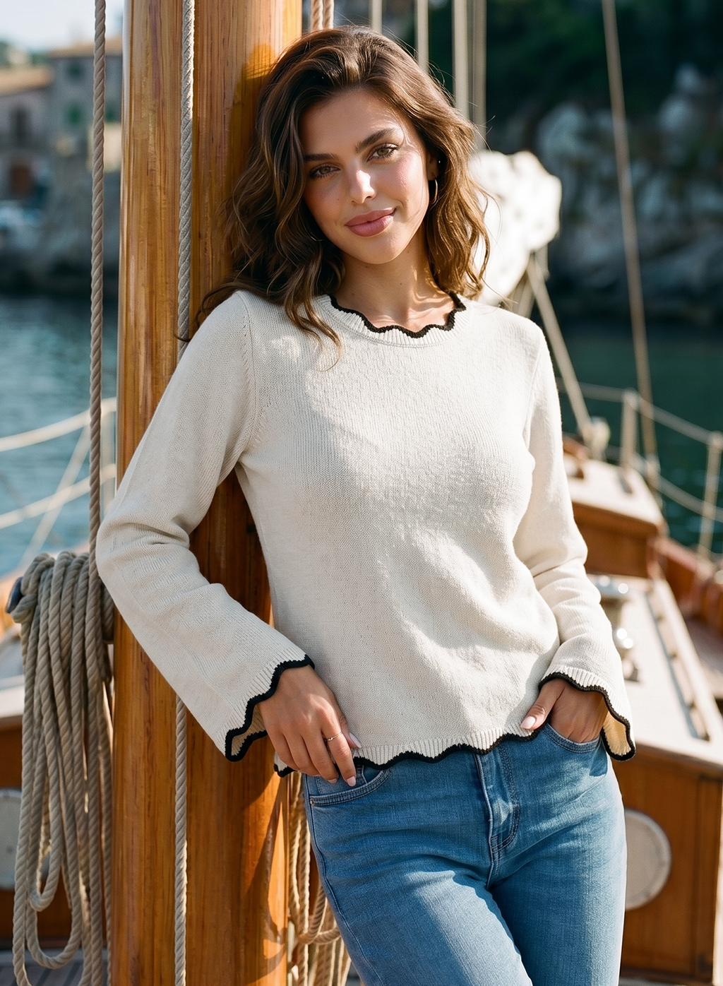 Sweaters for Women Long Sleeve Back Bow Sweaters Fall Pullover Tops