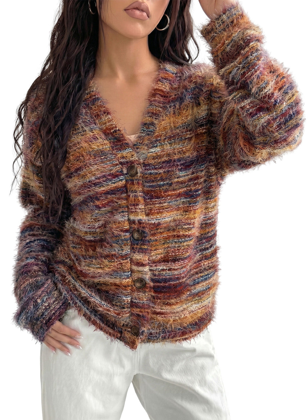 Oversized Textured Cardigan Spring Casual Y2k 90's Stripe Knit Airport Holiday Cardigan Fall Winter Evening Party Elegant Sweater Spring