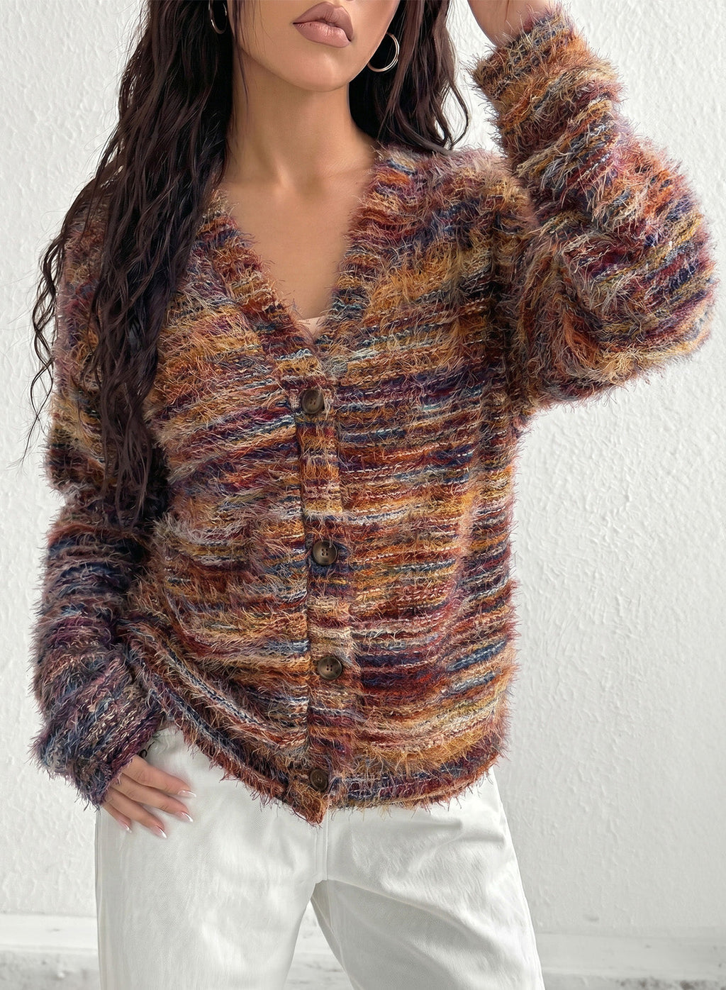 Oversized Textured Cardigan Spring Casual Y2k 90's Stripe Knit Airport Holiday Cardigan Fall Winter Evening Party Elegant Sweater Spring