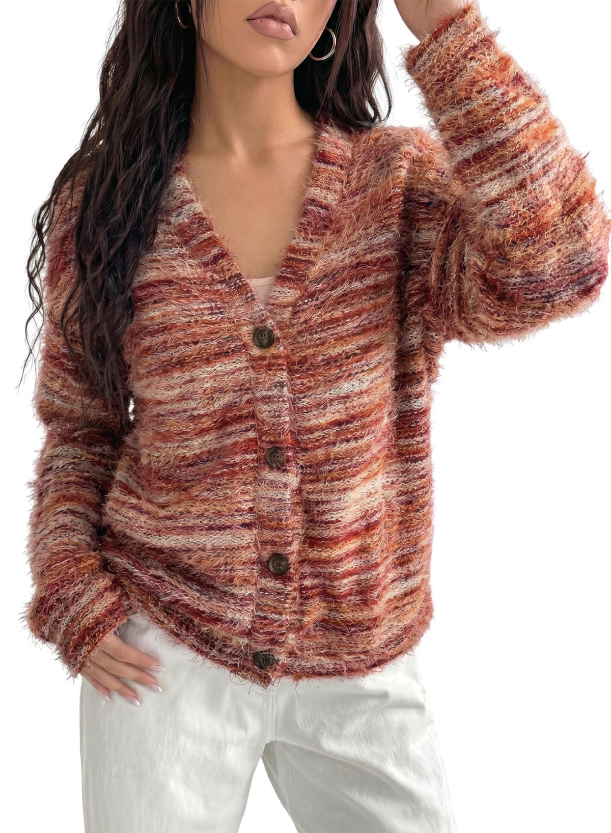 Oversized Textured Cardigan Spring Casual Y2k 90's Stripe Knit Airport Holiday Cardigan Fall Winter Evening Party Elegant Sweater Spring