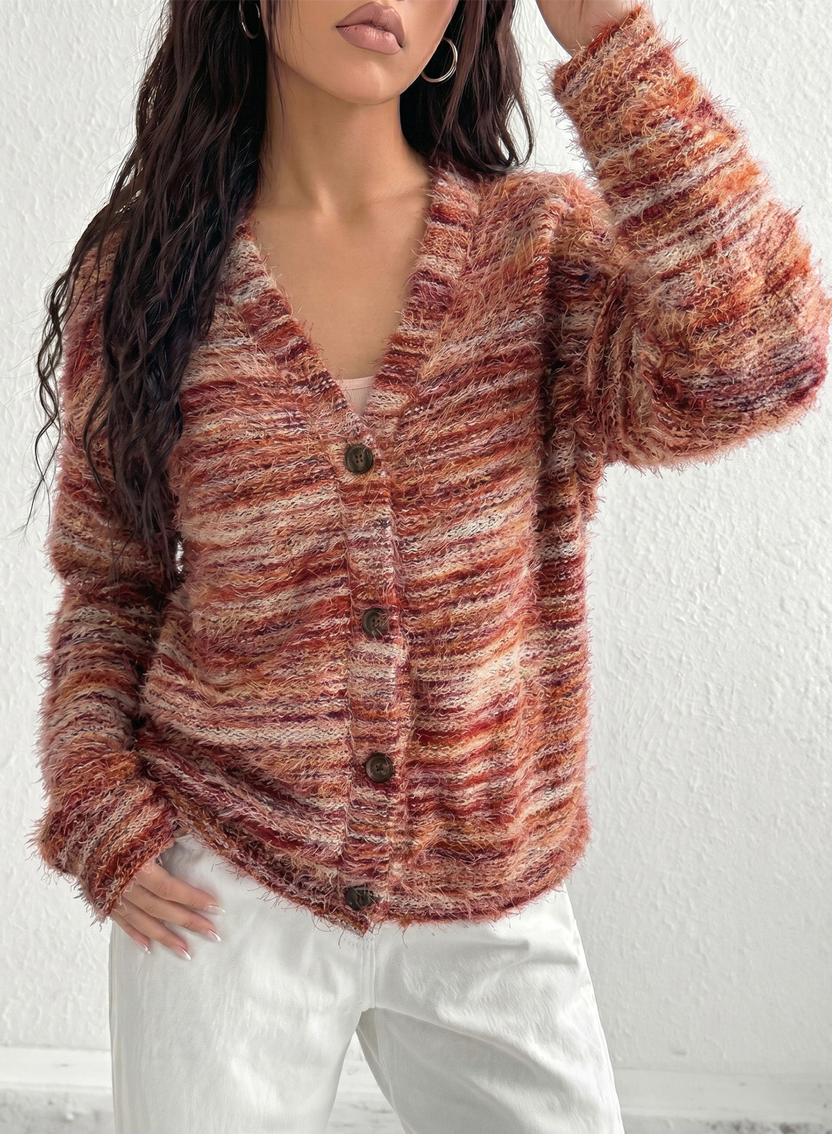 Oversized Textured Cardigan Spring Casual Y2k 90's Stripe Knit Airport Holiday Cardigan Fall Winter Evening Party Elegant Sweater Spring
