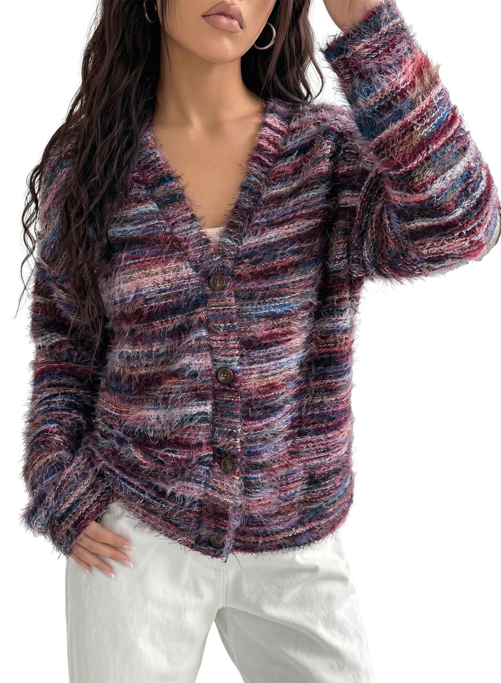 Oversized Textured Cardigan Spring Casual Y2k 90's Stripe Knit Airport Holiday Cardigan Fall Winter Evening Party Elegant Sweater Spring