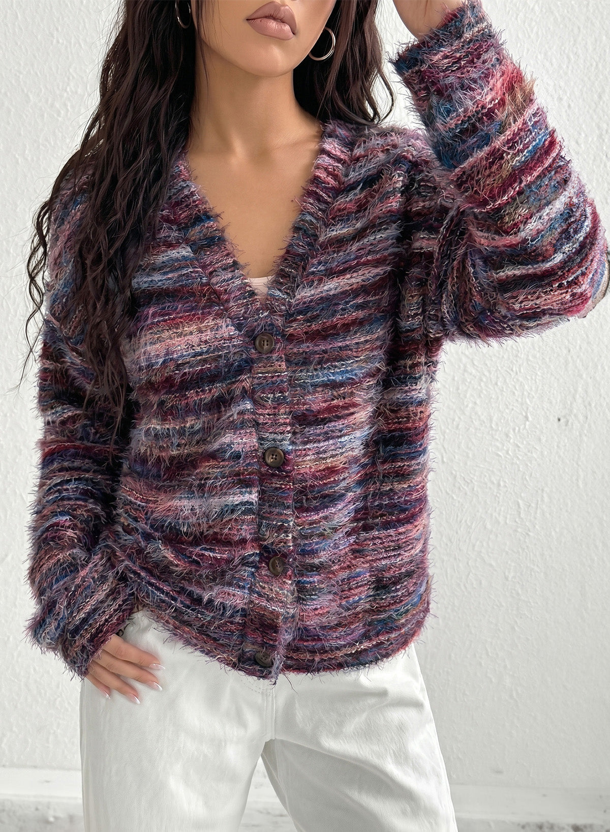 Oversized Textured Cardigan Spring Casual Y2k 90's Stripe Knit Airport Holiday Cardigan Fall Winter Evening Party Elegant Sweater Spring