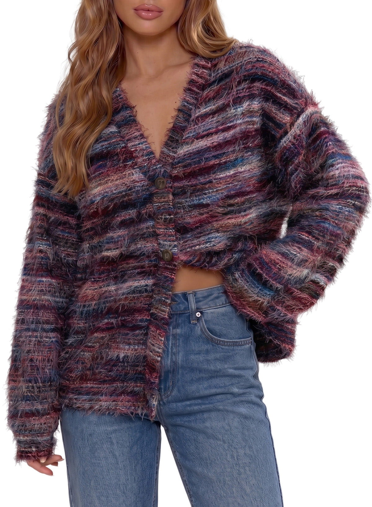 Oversized Textured Cardigan Spring Casual Y2k 90's Stripe Knit Airport Holiday Cardigan Fall Winter Evening Party Elegant Sweater Spring