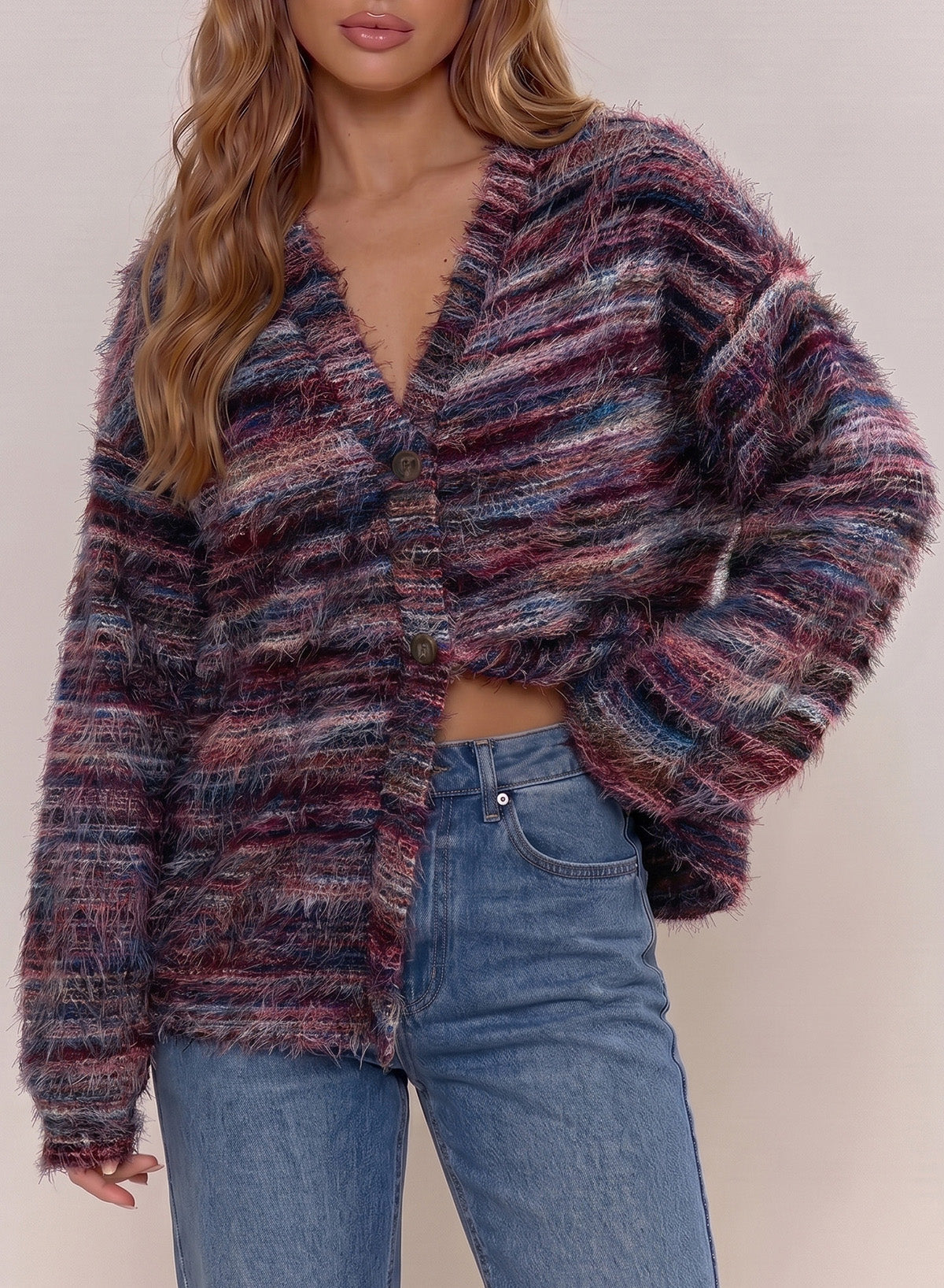 Oversized Textured Cardigan Spring Casual Y2k 90's Stripe Knit Airport Holiday Cardigan Fall Winter Evening Party Elegant Sweater Spring