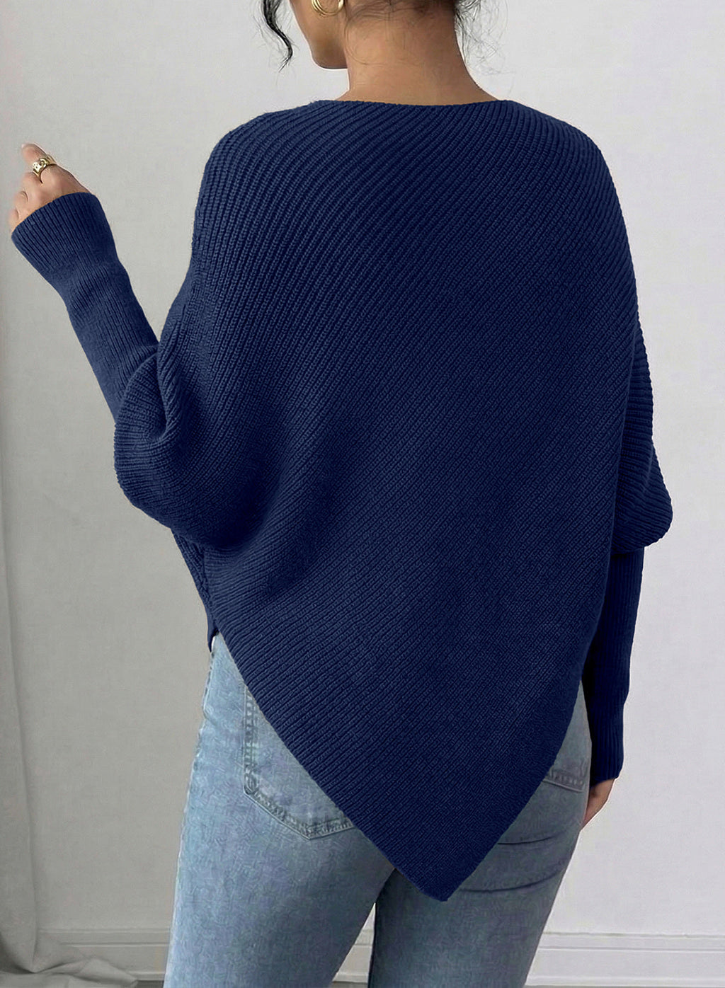 Women's Fall Sweaters Asymmetrical Poncho Knit Pullover Tops