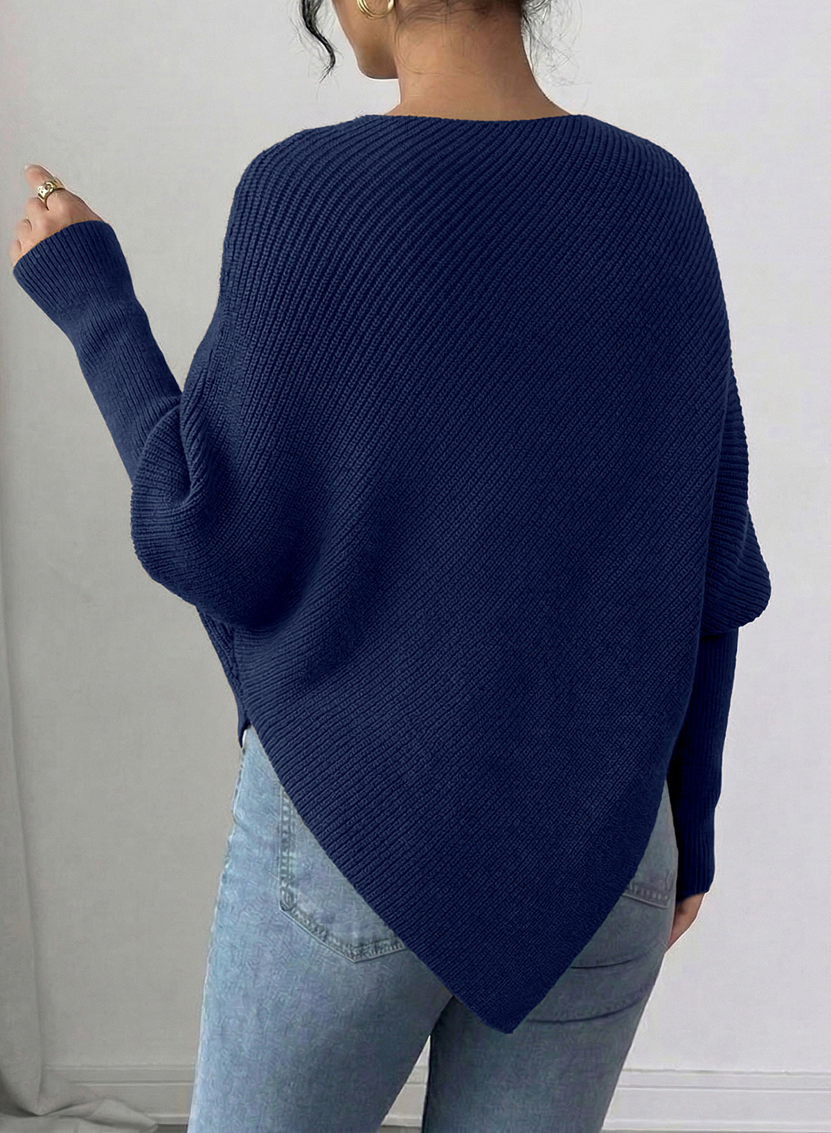 Women's Fall Sweaters Asymmetrical Poncho Knit Pullover Tops