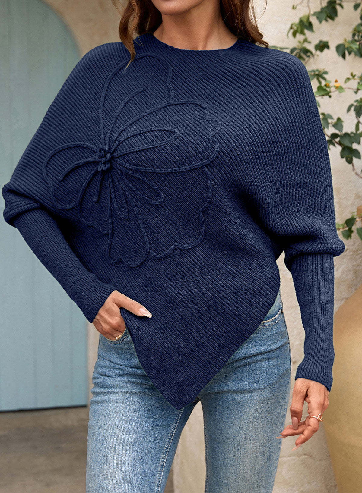 Women's Fall Sweaters Asymmetrical Poncho Knit Pullover Tops