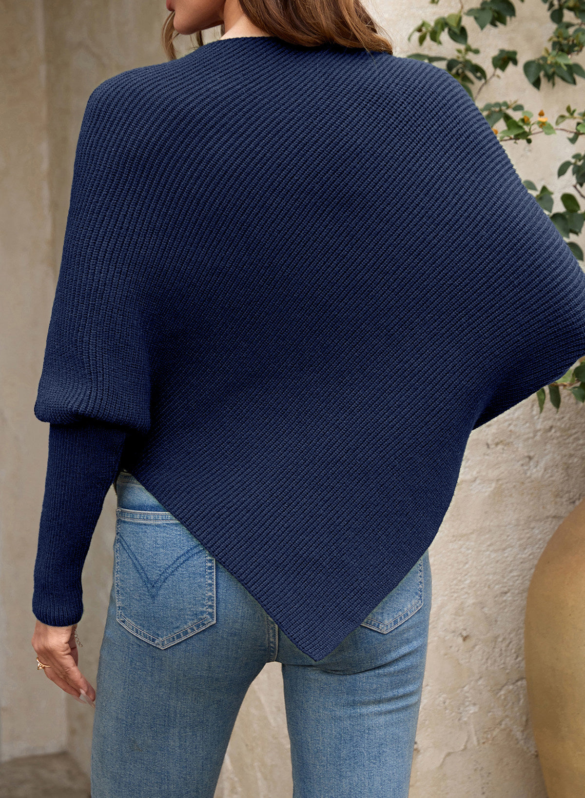 Women's Fall Sweaters Asymmetrical Poncho Knit Pullover Tops