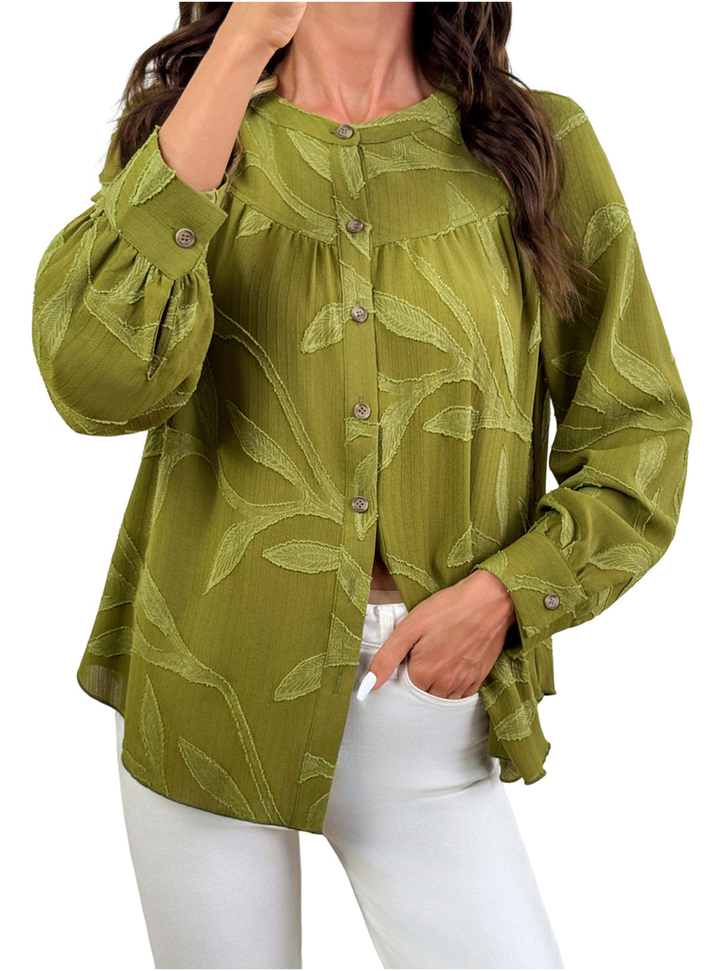 Womens Tops Casual Crewneck Boho Floral Button Down Shirts