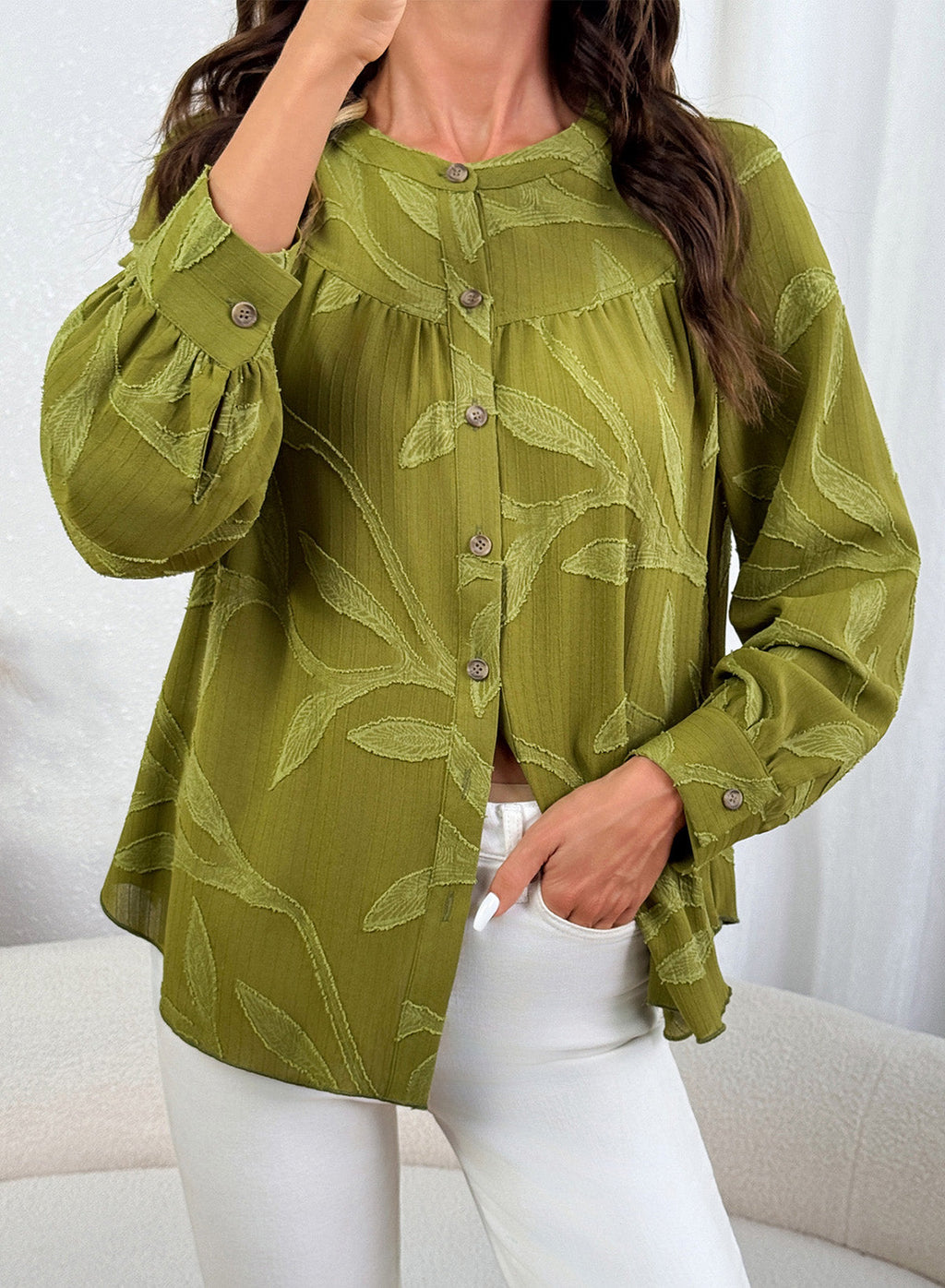 Womens Tops Casual Crewneck Boho Floral Button Down Shirts