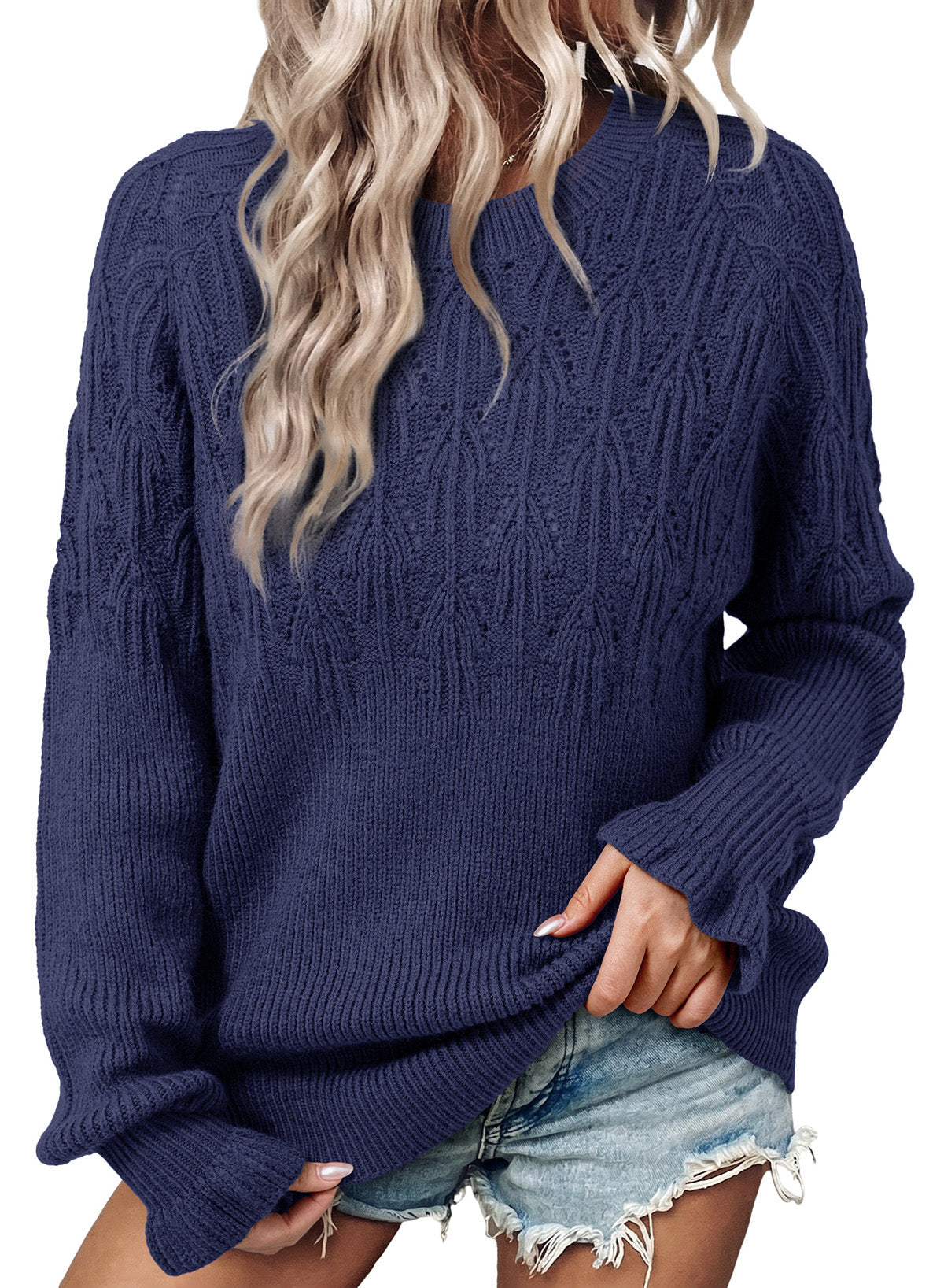 Womens Sweaters Hollow Out Casual Pullover Sweater Tops Fall Winter
