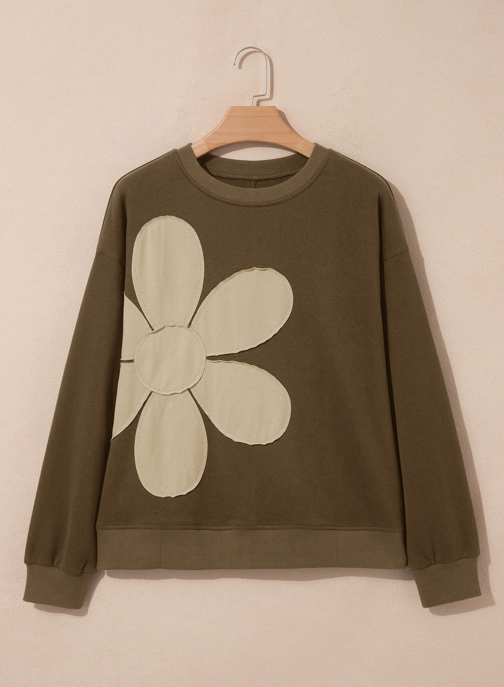 Womens Sweatshirt Long Sleeve Crew Neck Pullover Tops Floral Clothes