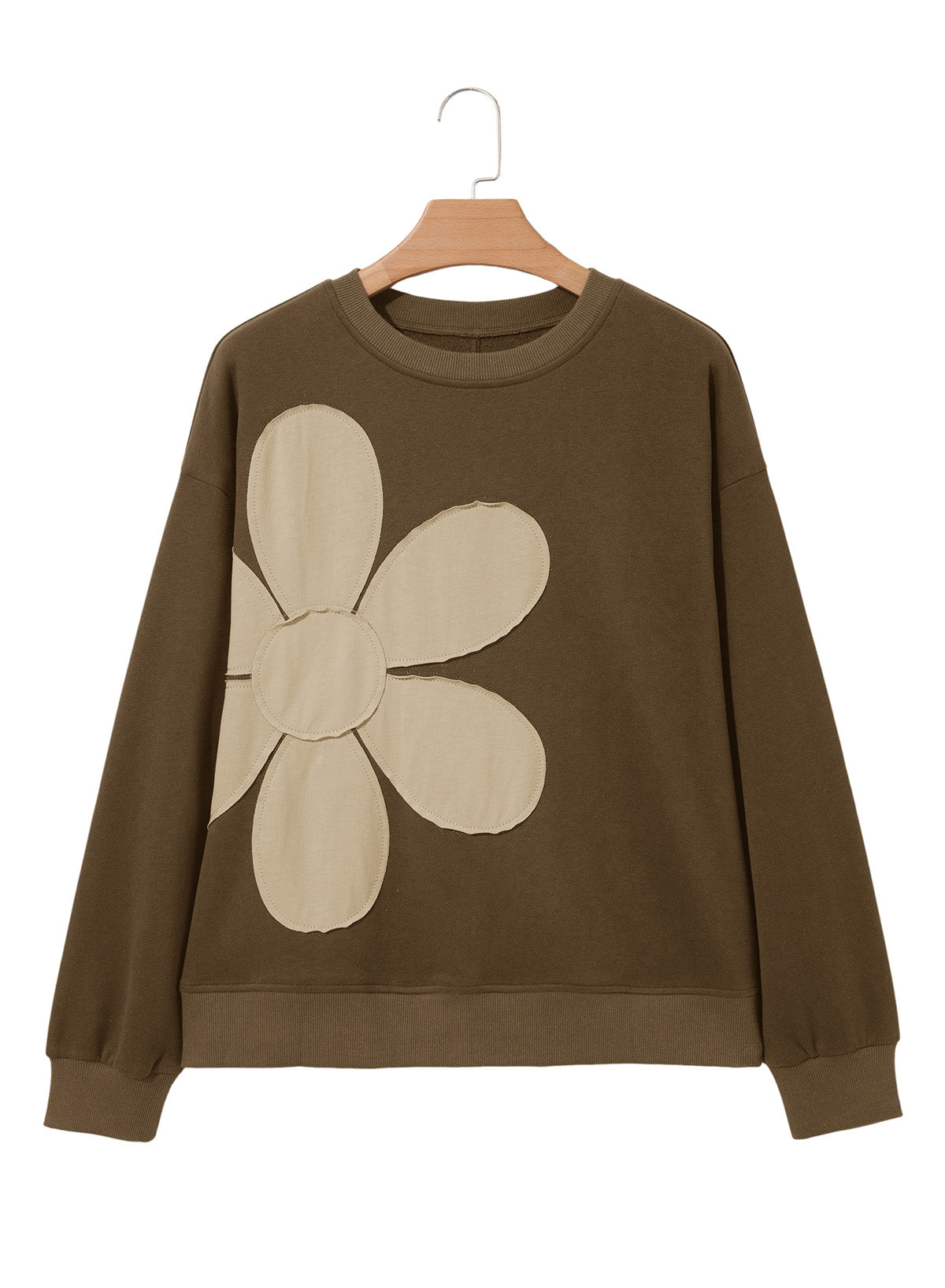 Womens Sweatshirt Long Sleeve Crew Neck Pullover Tops Floral Clothes
