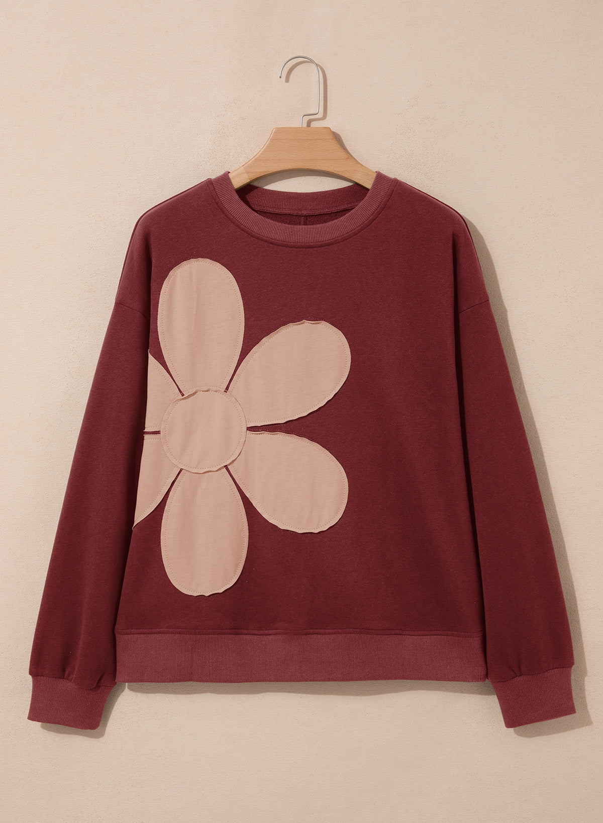 Womens Sweatshirt Long Sleeve Crew Neck Pullover Tops Floral Clothes