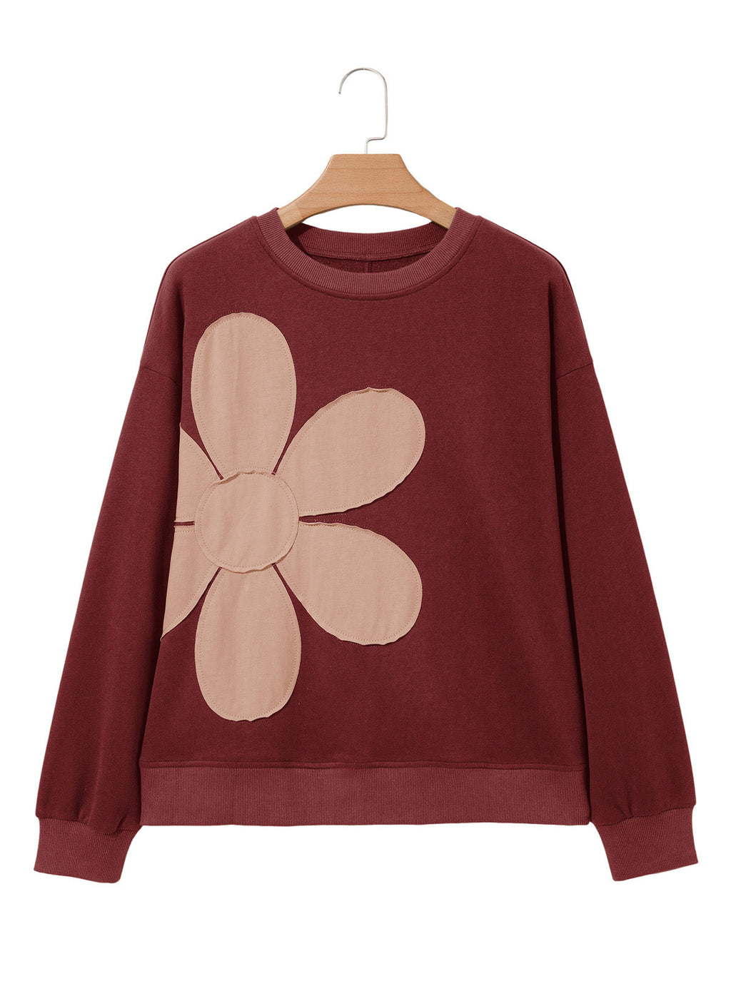 Womens Sweatshirt Long Sleeve Crew Neck Pullover Tops Floral Clothes