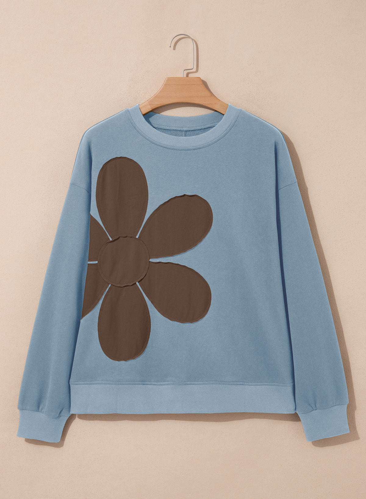 Womens Sweatshirt Long Sleeve Crew Neck Pullover Tops Floral Clothes