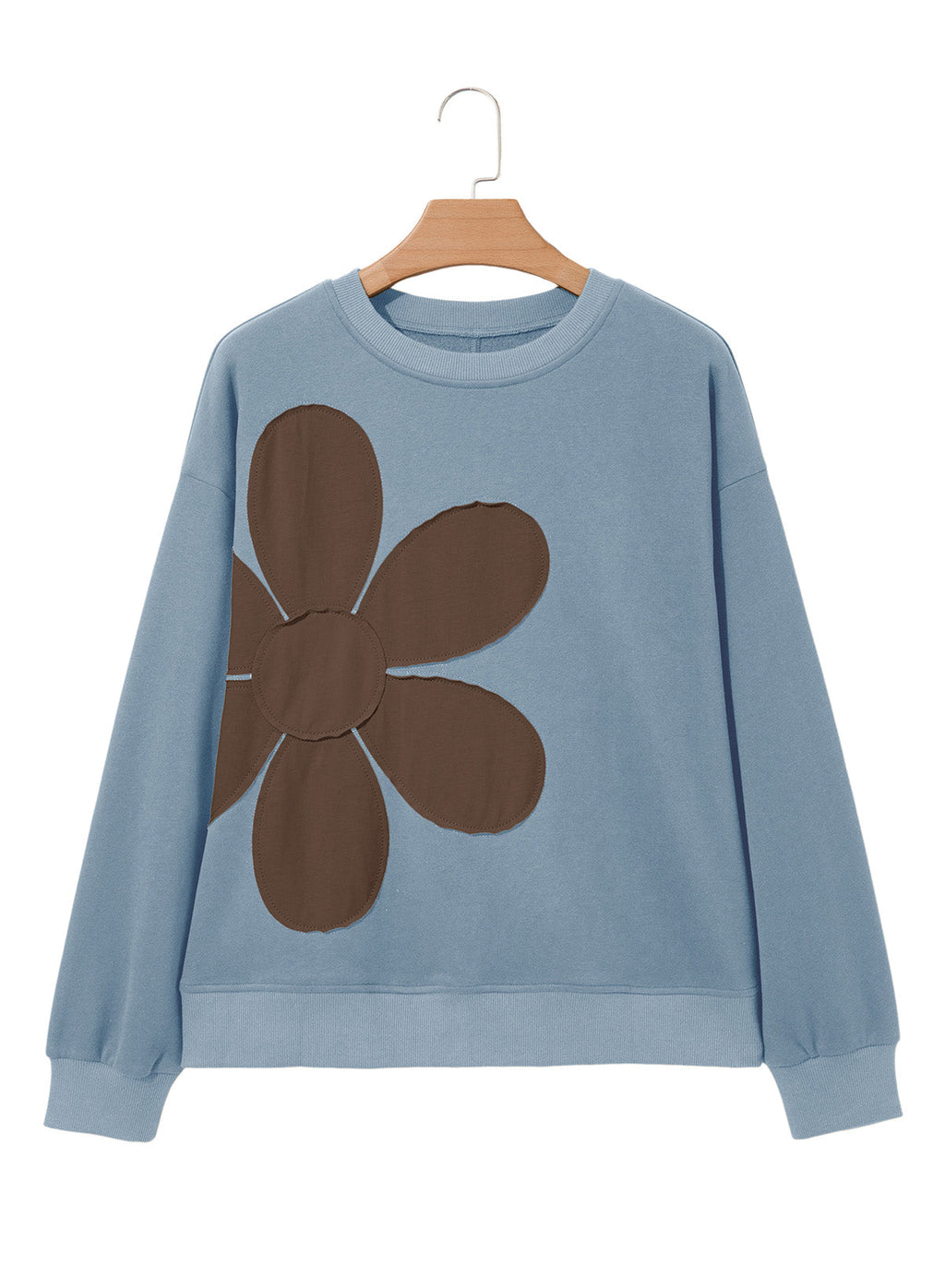 Womens Sweatshirt Long Sleeve Crew Neck Pullover Tops Floral Clothes