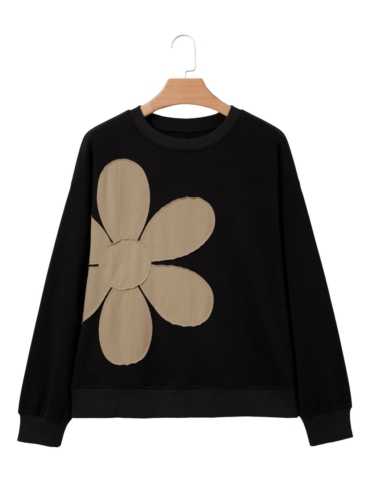 Womens Sweatshirt Long Sleeve Crew Neck Pullover Tops Floral Clothes