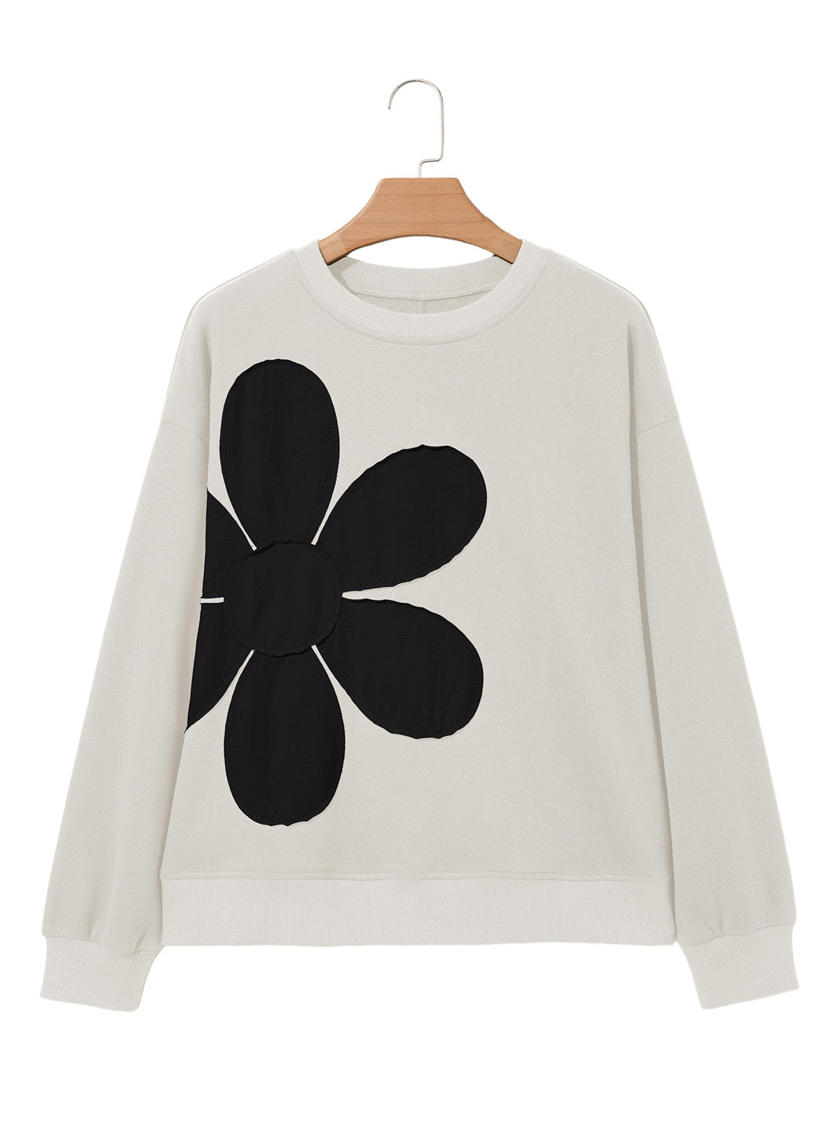 Womens Sweatshirt Long Sleeve Crew Neck Pullover Tops Floral Clothes