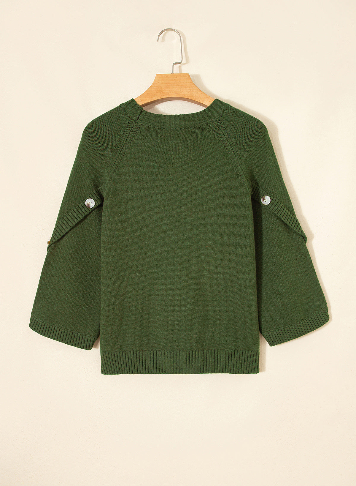 Womens Sweaters 3/4 Button Sleeve Crewneck Pullover Sweater Tops