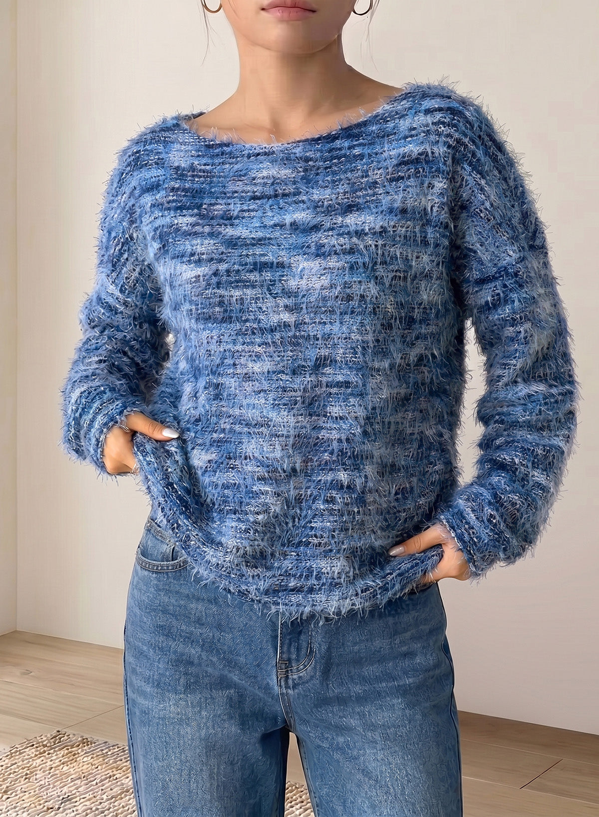 Women Fall Casual Minimalist Sweater For Everyday Wear,Knitted Sweater