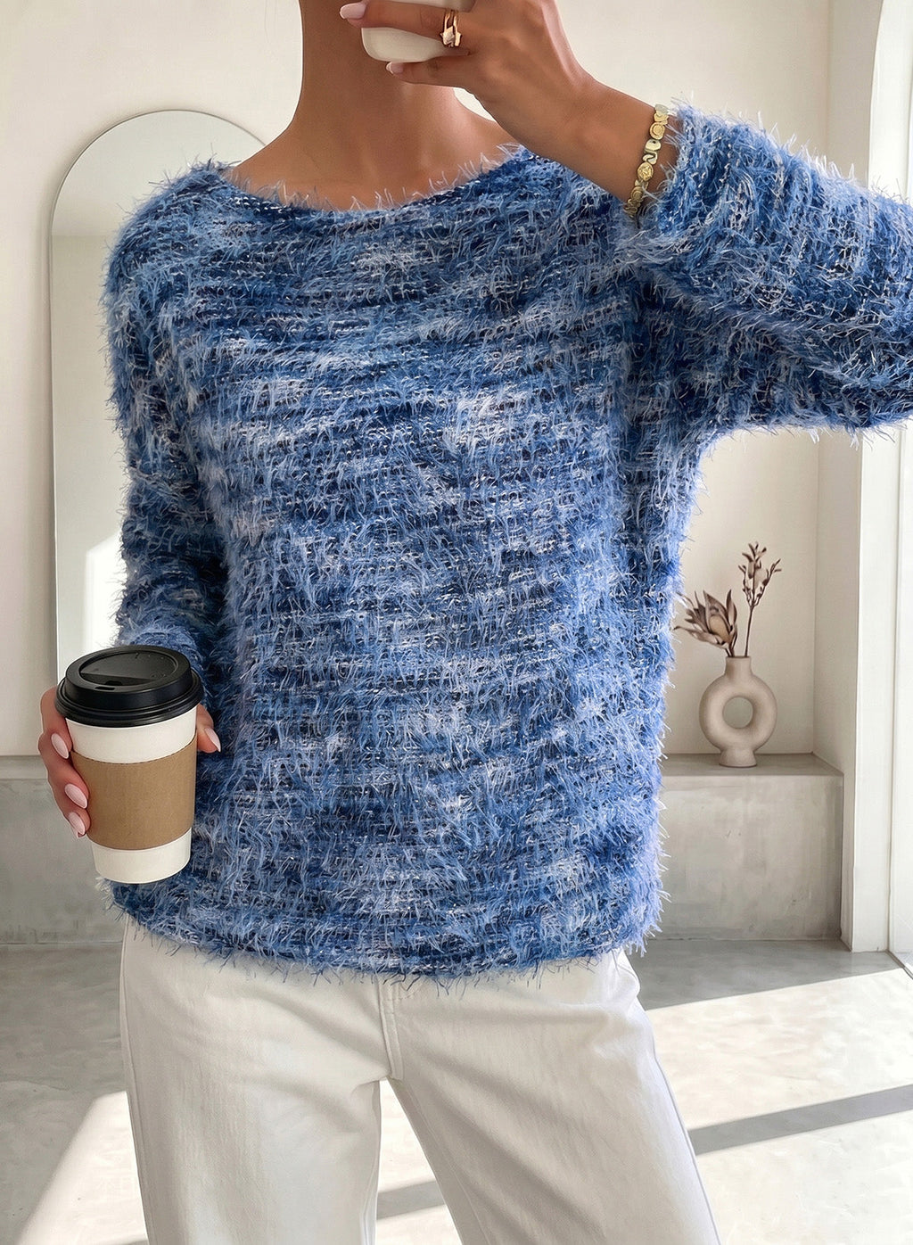 Women Fall Casual Minimalist Sweater For Everyday Wear,Knitted Sweater