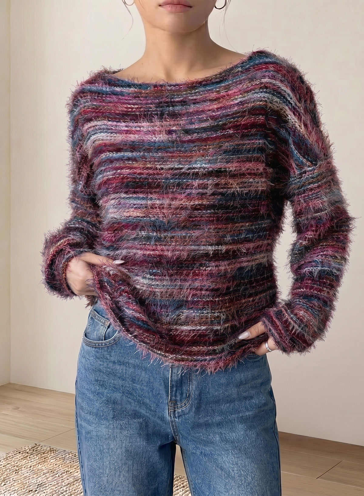 Women Fall Casual Minimalist Sweater For Everyday Wear,Knitted Sweater