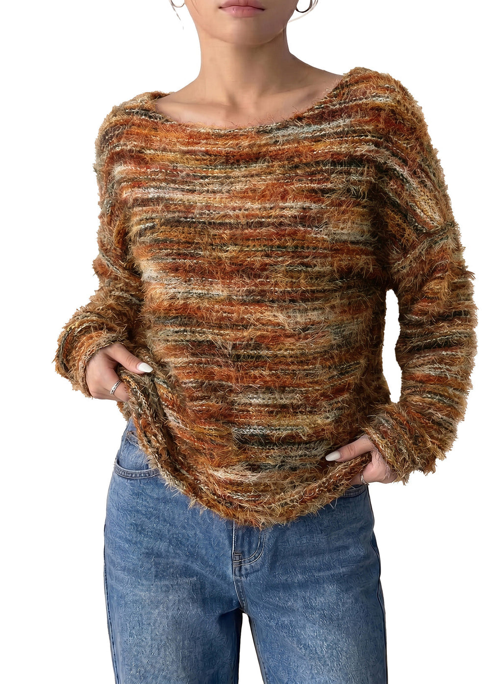 Women Fall Casual Minimalist Sweater For Everyday Wear,Knitted Sweater