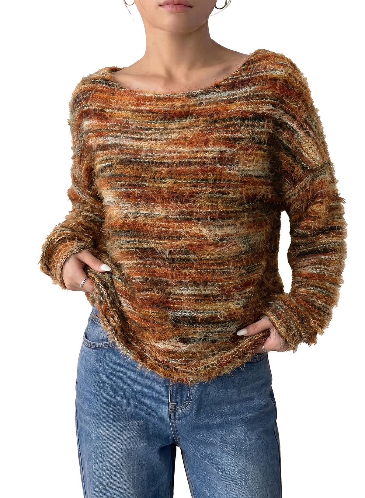 Women Fall Casual Minimalist Sweater For Everyday Wear,Knitted Sweater