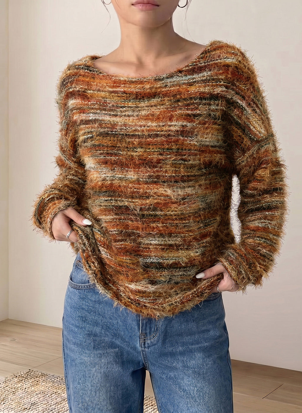Women Fall Casual Minimalist Sweater For Everyday Wear,Knitted Sweater