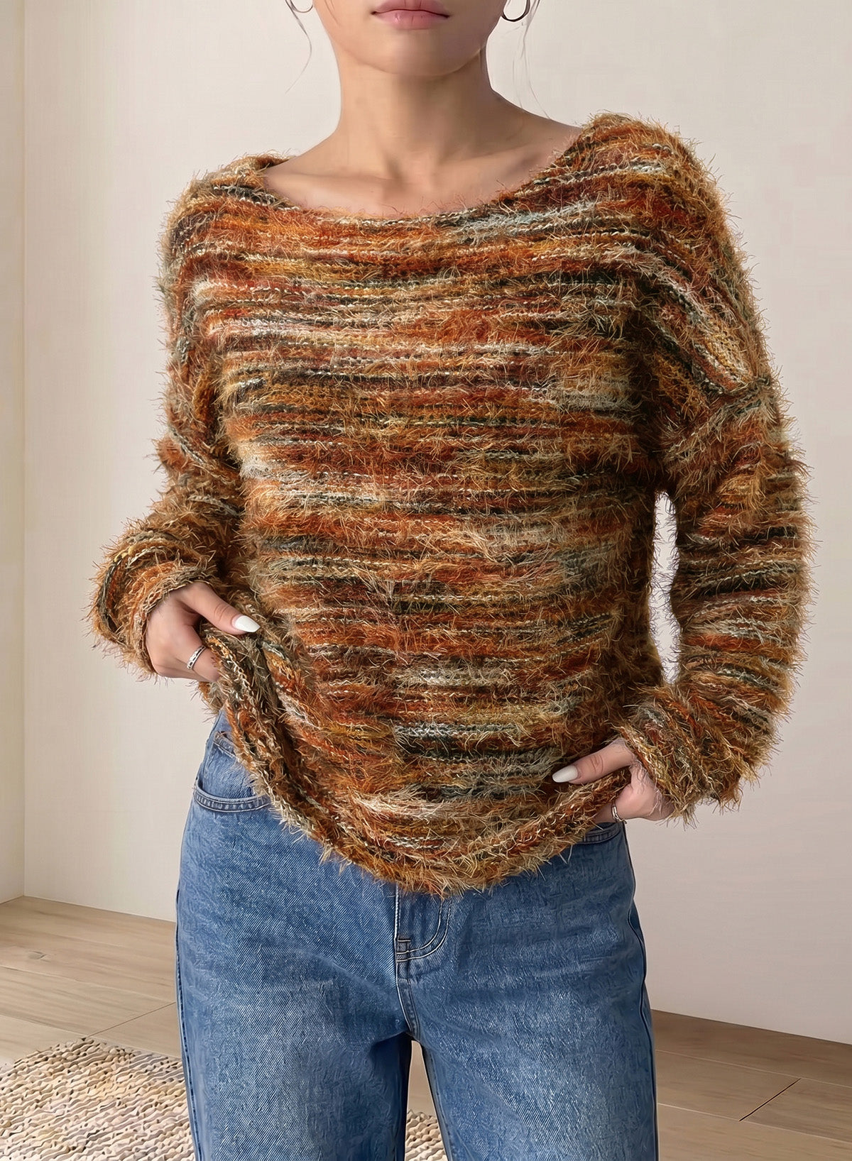 Women Fall Casual Minimalist Sweater For Everyday Wear,Knitted Sweater