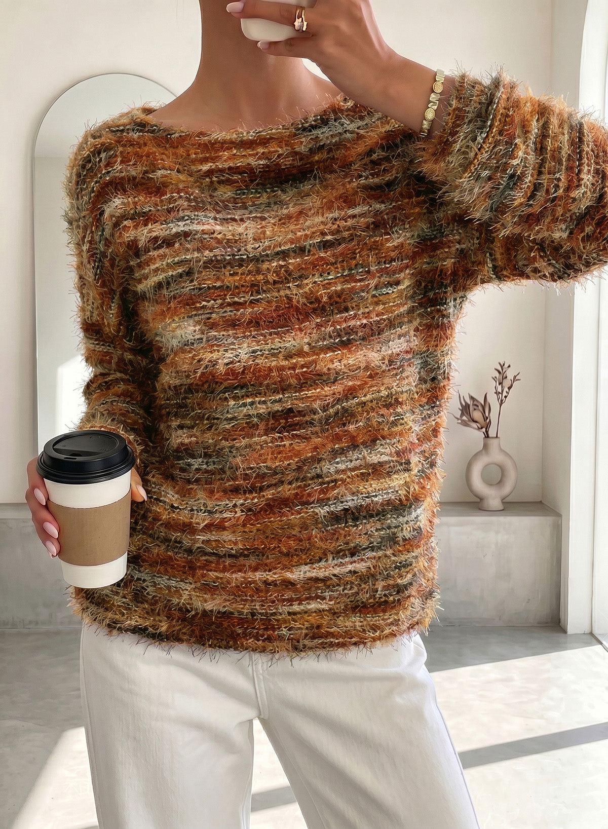 Women Fall Casual Minimalist Sweater For Everyday Wear,Knitted Sweater