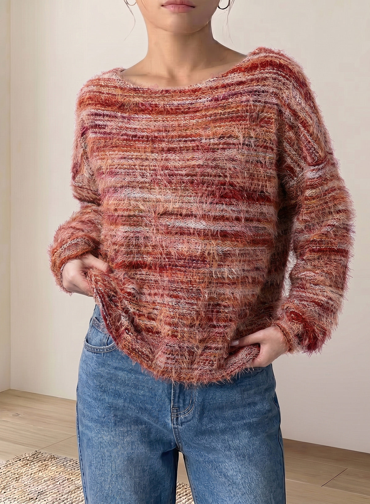 Women Fall Casual Minimalist Sweater For Everyday Wear,Knitted Sweater