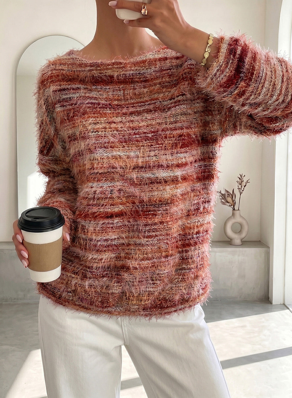 Women Fall Casual Minimalist Sweater For Everyday Wear,Knitted Sweater