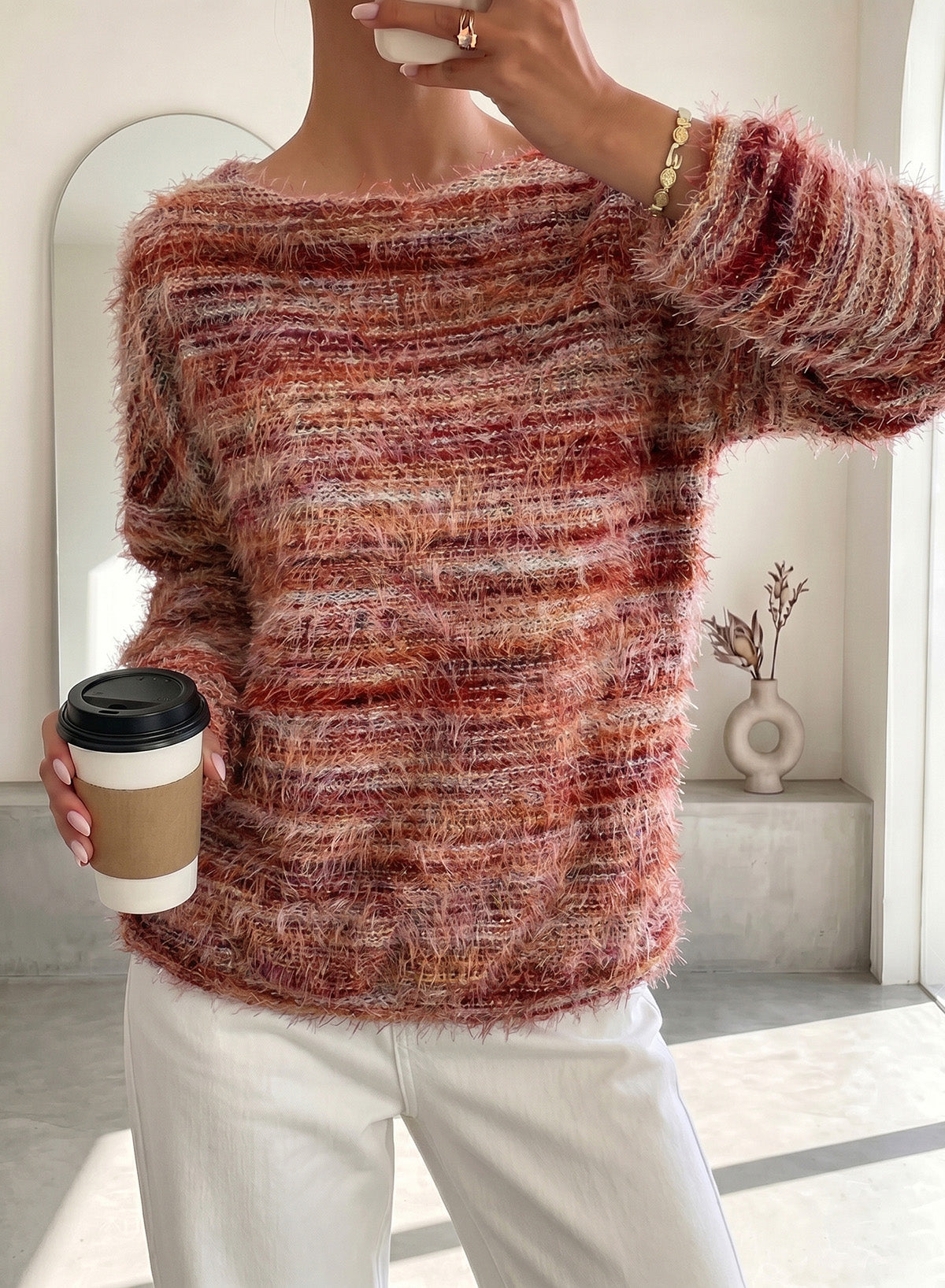 Women Fall Casual Minimalist Sweater For Everyday Wear,Knitted Sweater