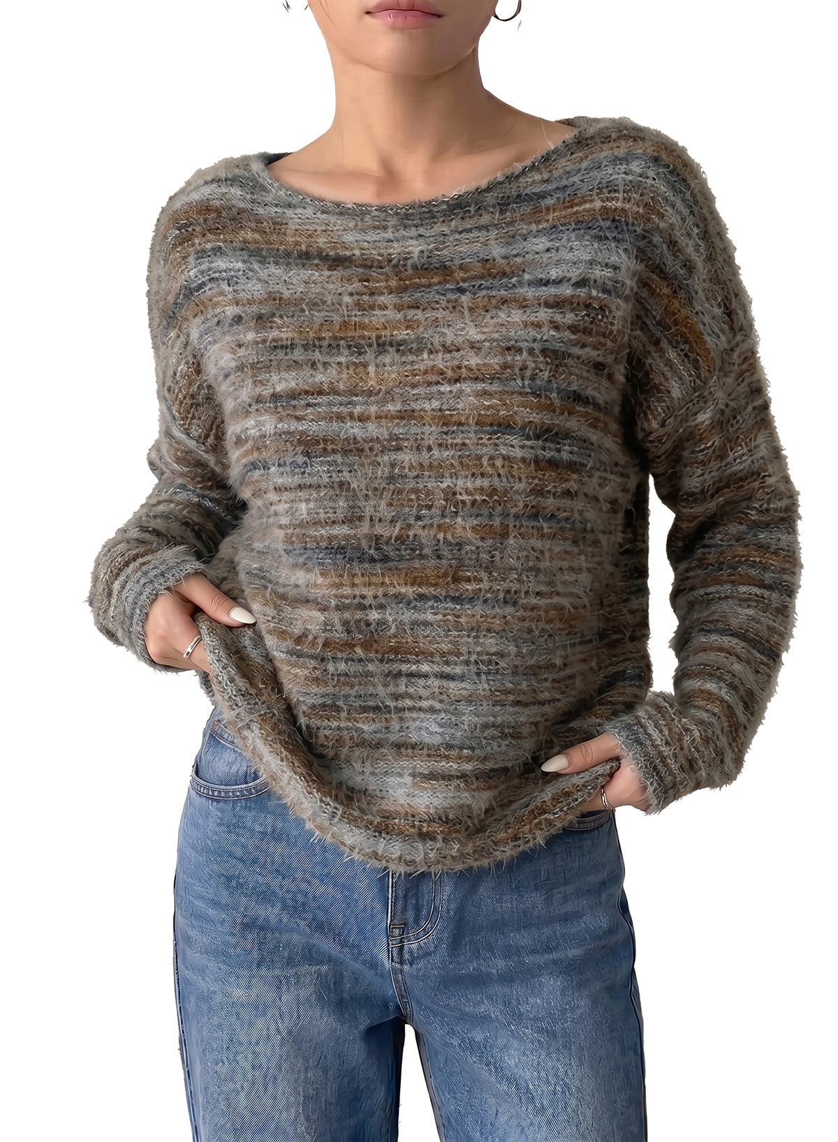 Women Fall Casual Minimalist Sweater For Everyday Wear,Knitted Sweater