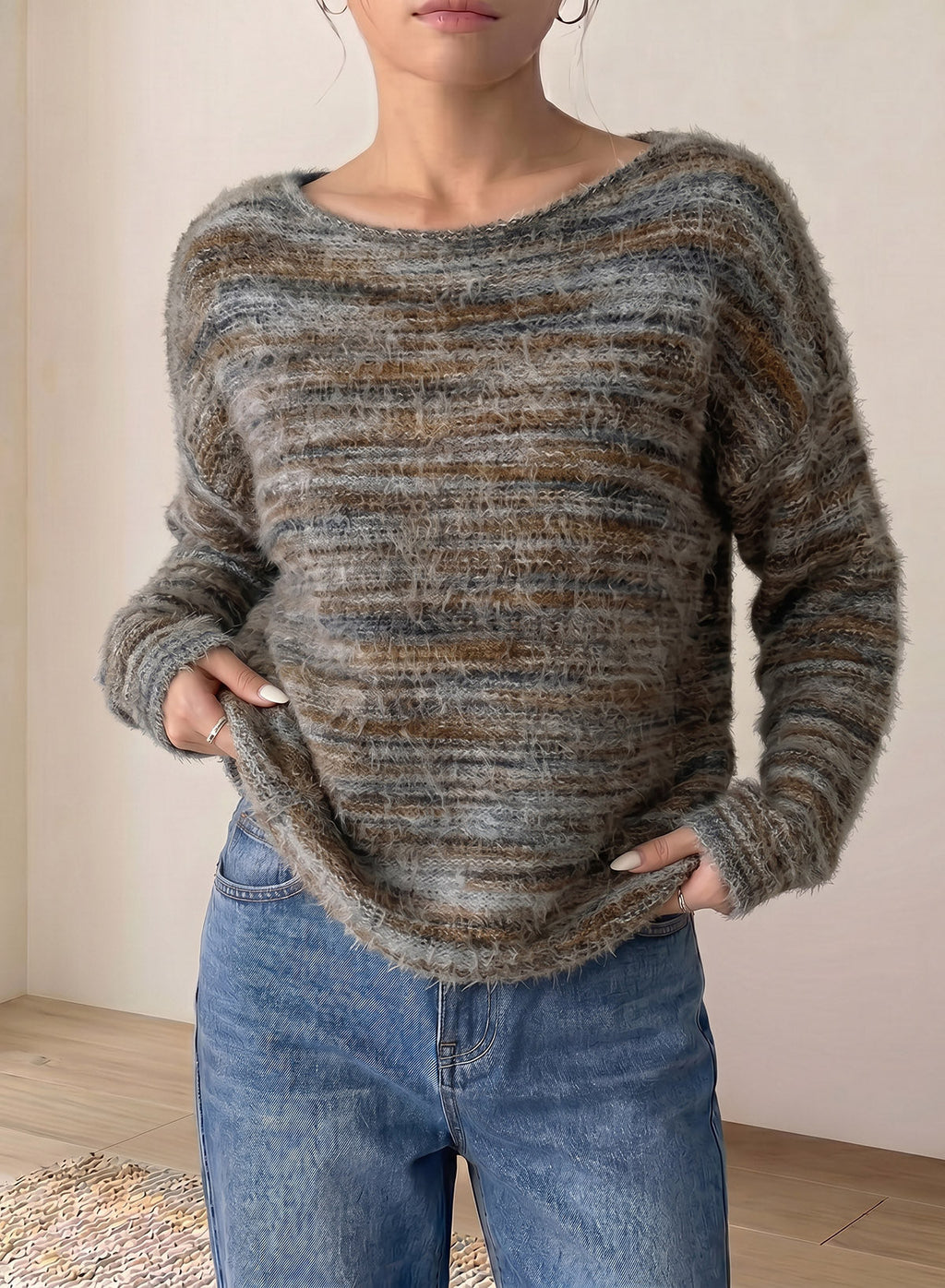 Women Fall Casual Minimalist Sweater For Everyday Wear,Knitted Sweater