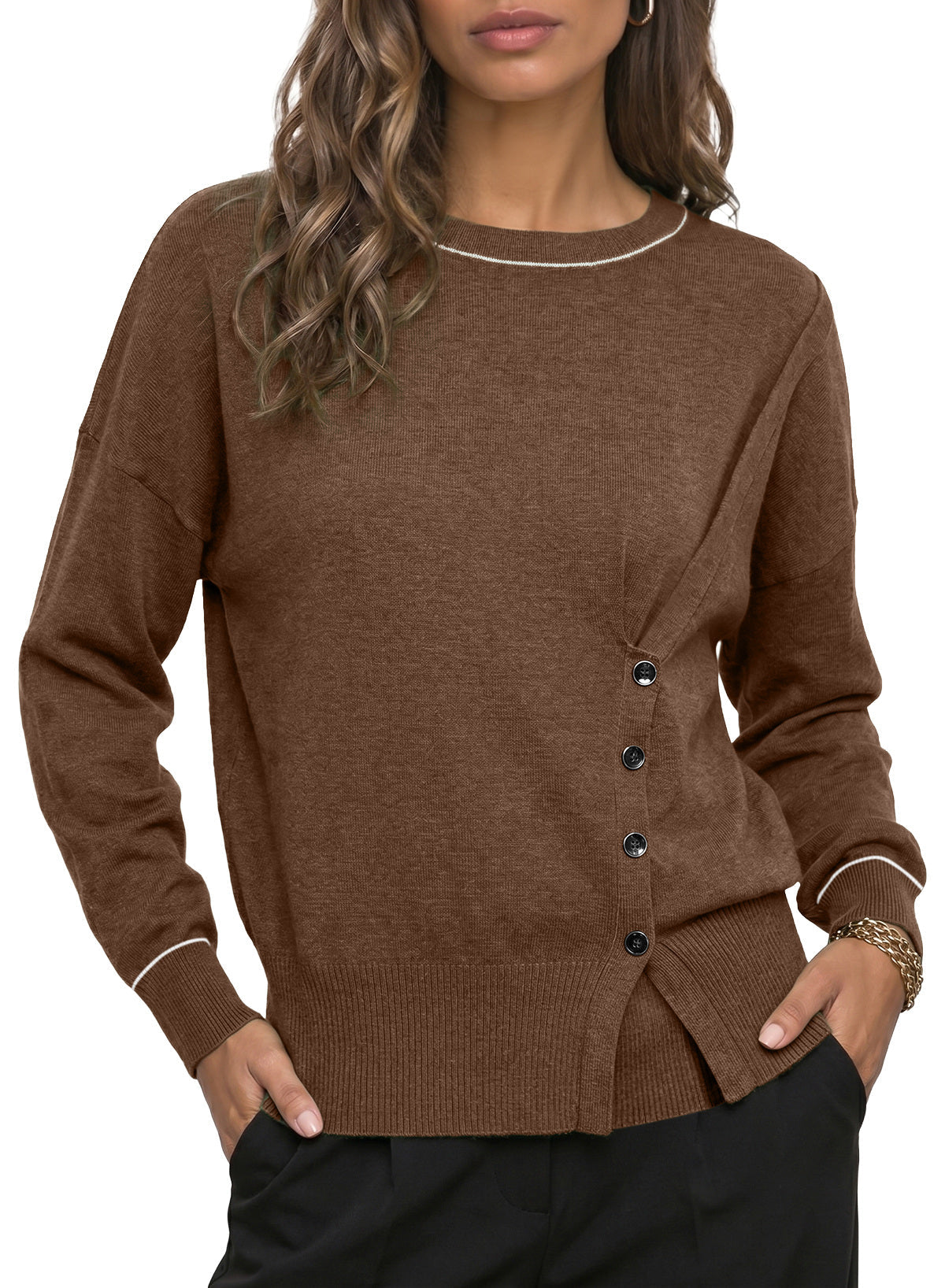 Sweaters for Women Casual Long Sleeve Asymmetrical Sweaters