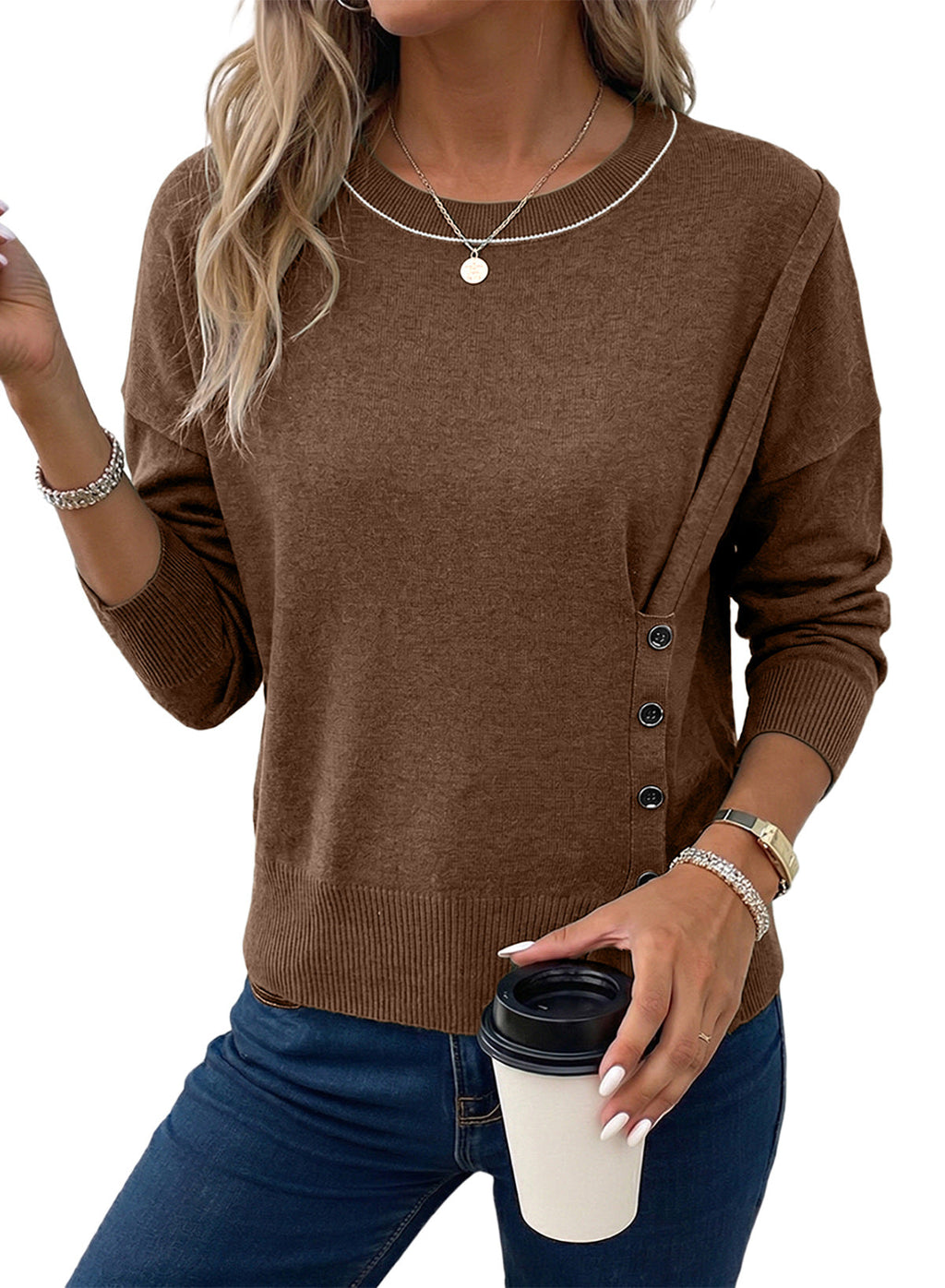 Sweaters for Women Casual Long Sleeve Asymmetrical Sweaters